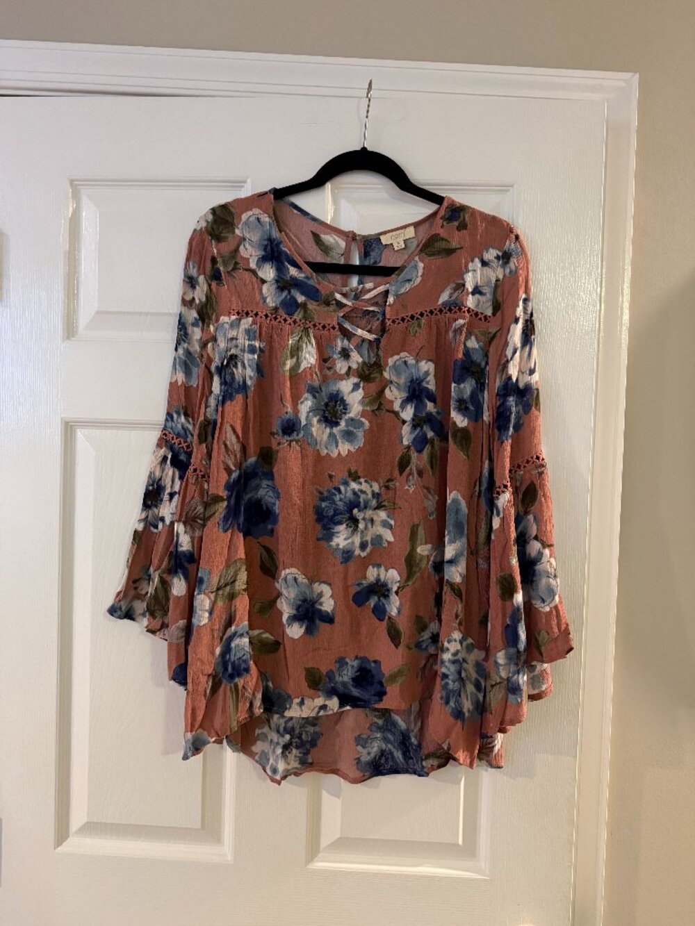 Pink and Blue Floral Blouse